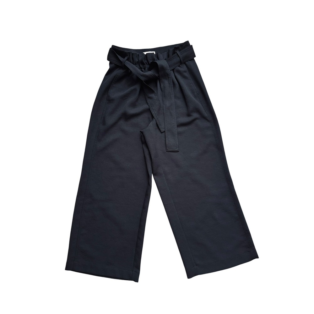 Minimalist Wilfred Aritzia Paperbag High Rise Wide Leg Cropped Navy Trouser 10